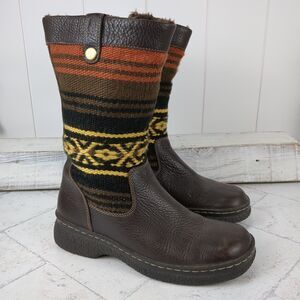 Baretraps Wigwam Women's  Winter Leather Boots 6 M Faux Fur Lined Aztec